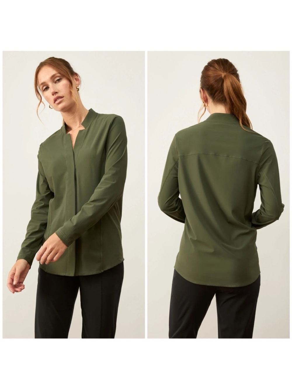 Aday Something Borrowed Slim Shirt Moss Green